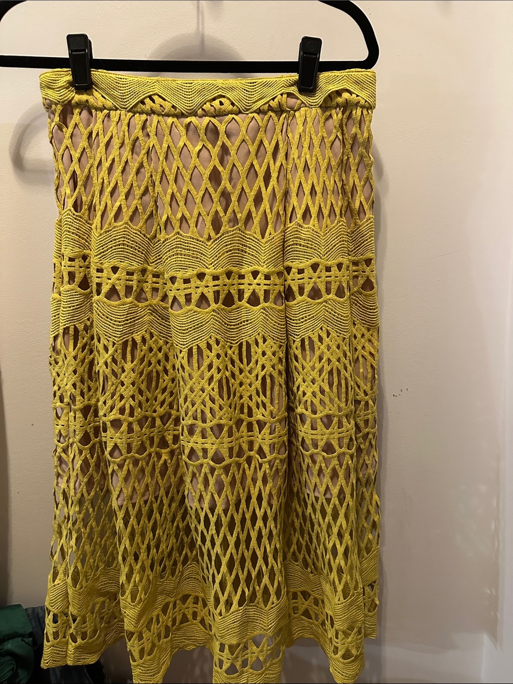 Endless Rose Yellow Crochet Midi Skirt